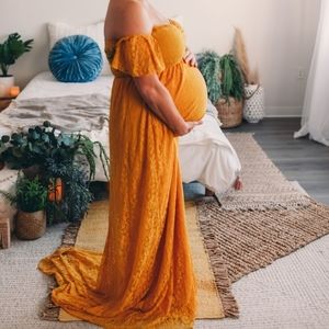 Mustard maternity gown / Maternity Dress